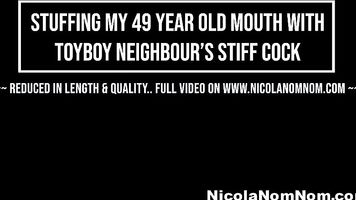 Stuffing My 49 Year Old Mouth With Toyboy Neighbours Stiff Cock