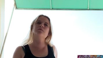 Stepmom on vacation by the ocean fucks stepson