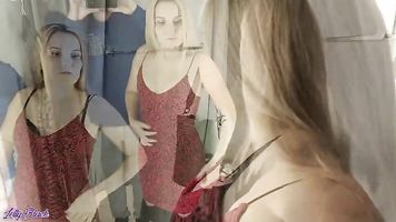 Completely Caught In The Dressing Room During a Blowjob - Letty Black