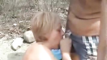 My mature bitch sucking cock of stranger at beach