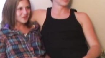 Retro teenager spitroasted in threeway