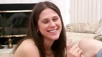 Funny Amateur Gives Serious Blowjob