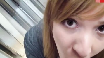 German amateur taking a big load on her face in a hardware store